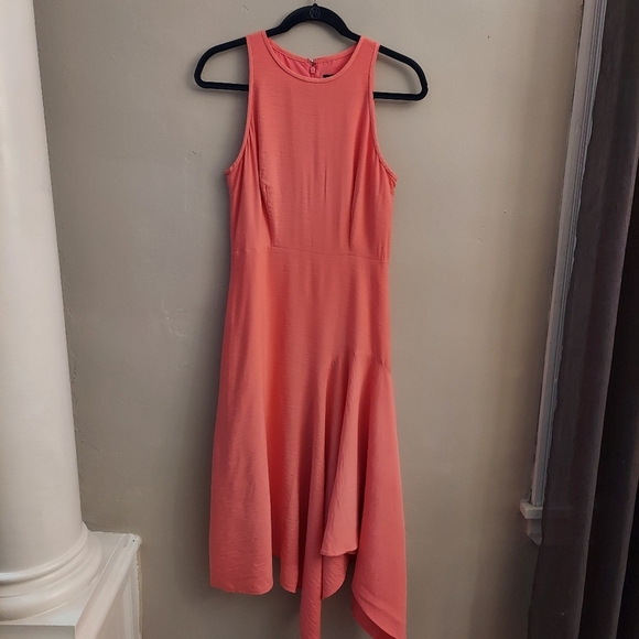 ANN TAYLOR Asymmetric Hem Flare Sleeveless Midi Dress - Picture 4 of 12